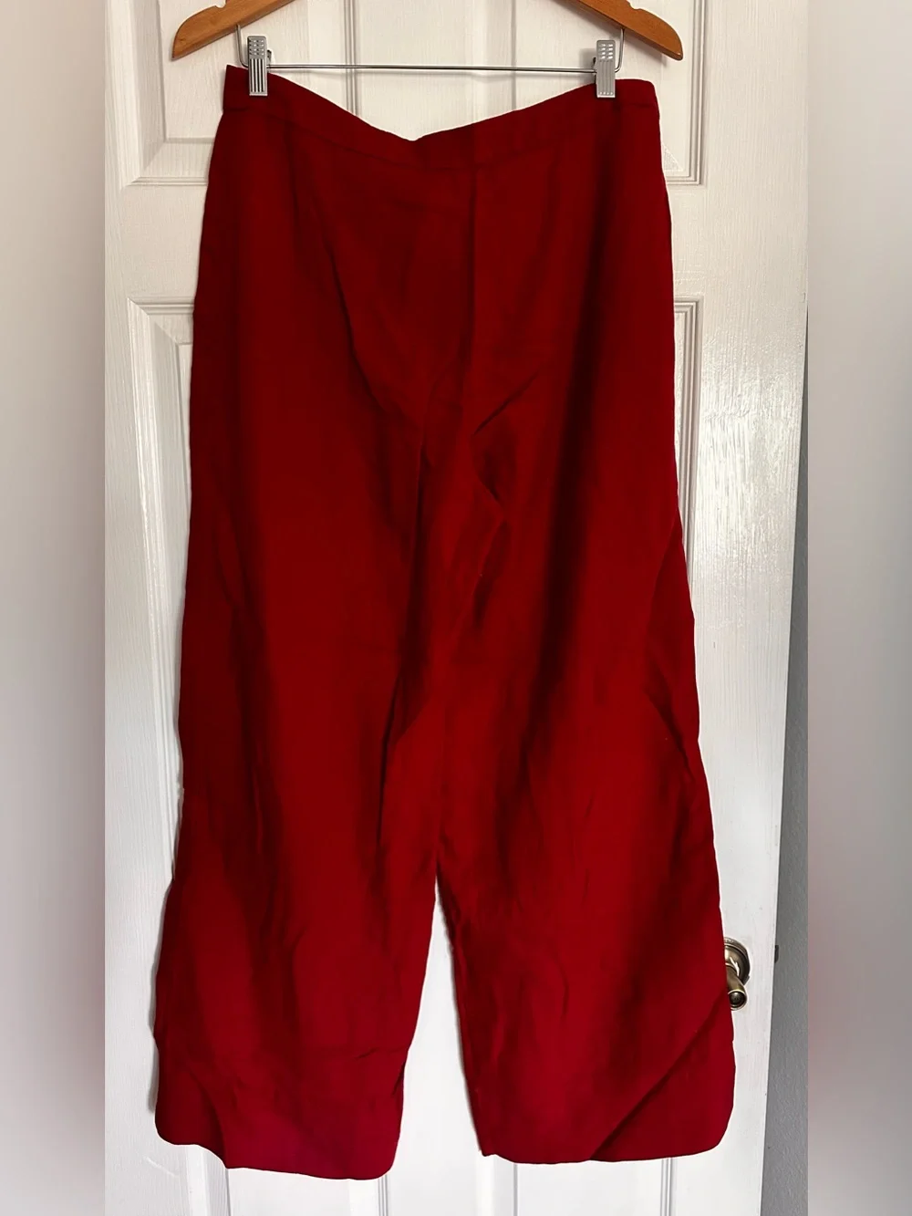 H&M Women’s Wide-Leg Linen Blend Red Pants